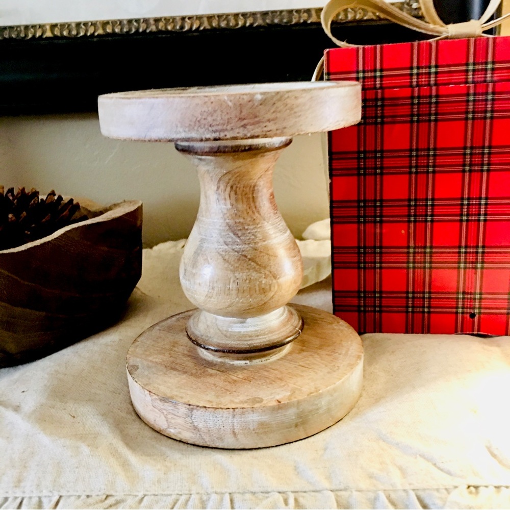 Boho style candle stick holder - farmhouse cottage core - wood - home de…